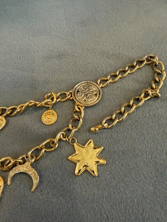 Vintage Escada Belt Lucky Charms Chain- Swag Gold Medallions Hearts Horseshoes main image 10